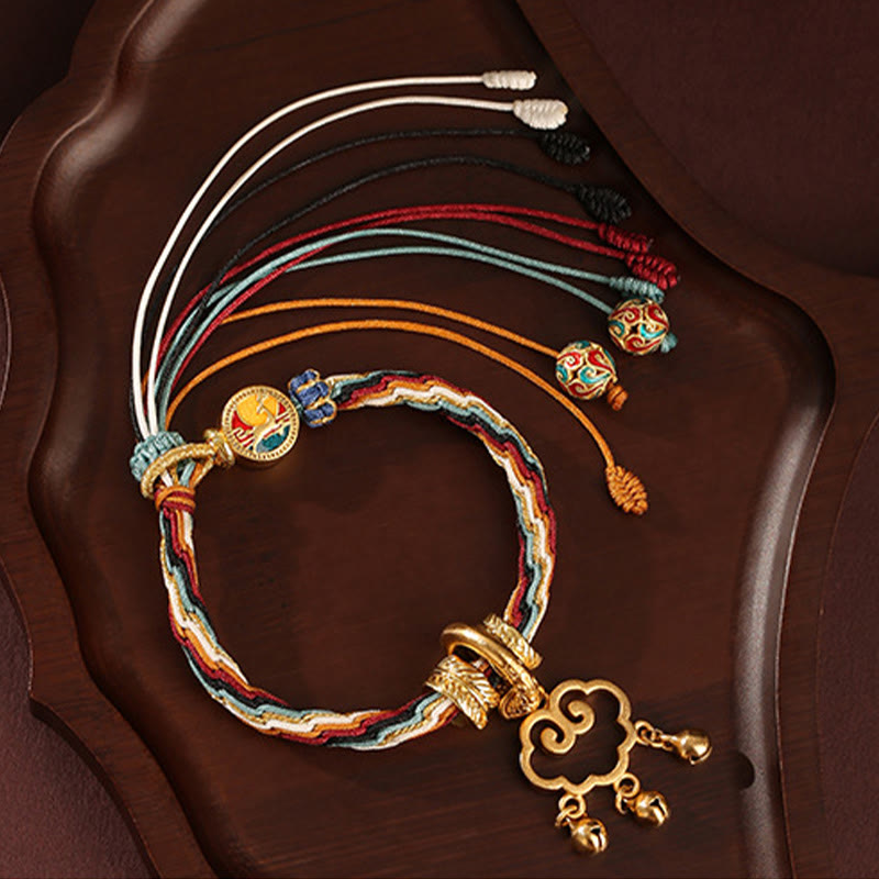 Bracelet fait main en Buddha Stones avec nœud de guérison et de réincarnation en forme de cerf de couleur Dunhuang