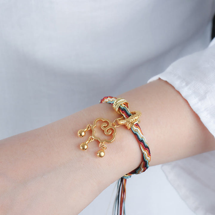 Bracelet fait main en Buddha Stones avec nœud de guérison et de réincarnation en forme de cerf de couleur Dunhuang