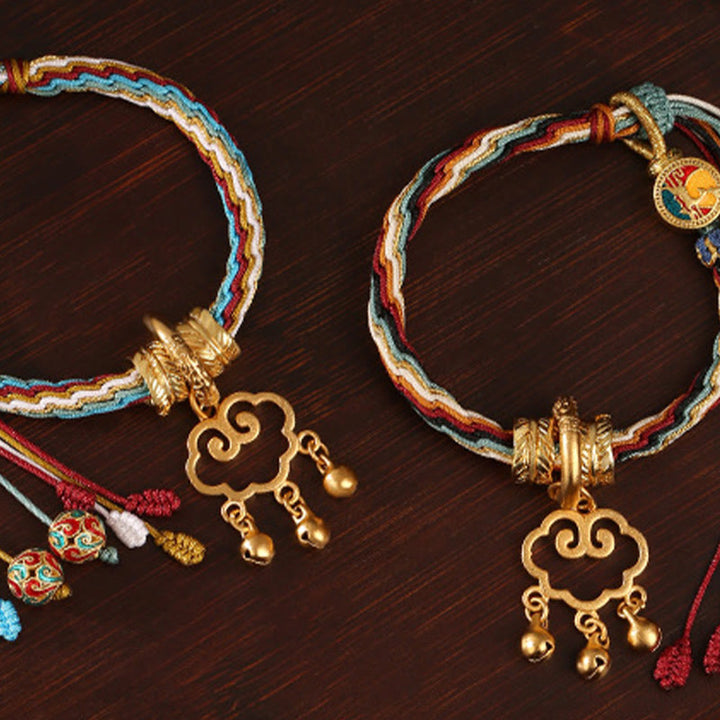 Bracelet fait main en Buddha Stones avec nœud de guérison et de réincarnation en forme de cerf de couleur Dunhuang