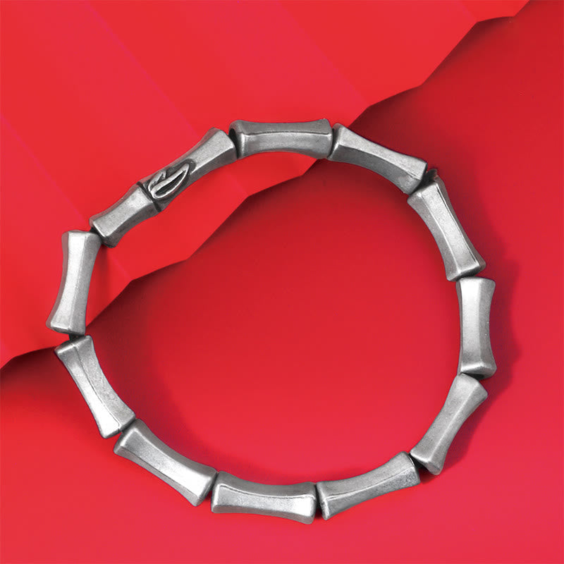 Bracelet de force en alliage à motif de bambou Buddha Stones