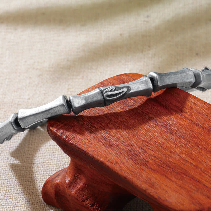 Bracelet de force en alliage à motif de bambou Buddha Stones