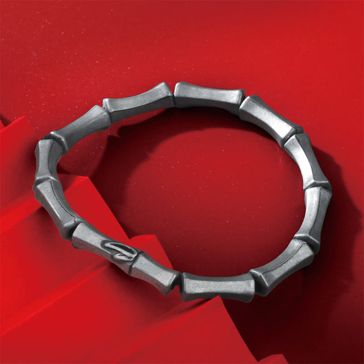 Bracelet de force en alliage à motif de bambou Buddha Stones