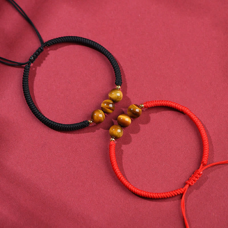 Bracelet en corde de protection porte-bonheur en perles d'œil de tigre faites à la main avec des Buddha Stones