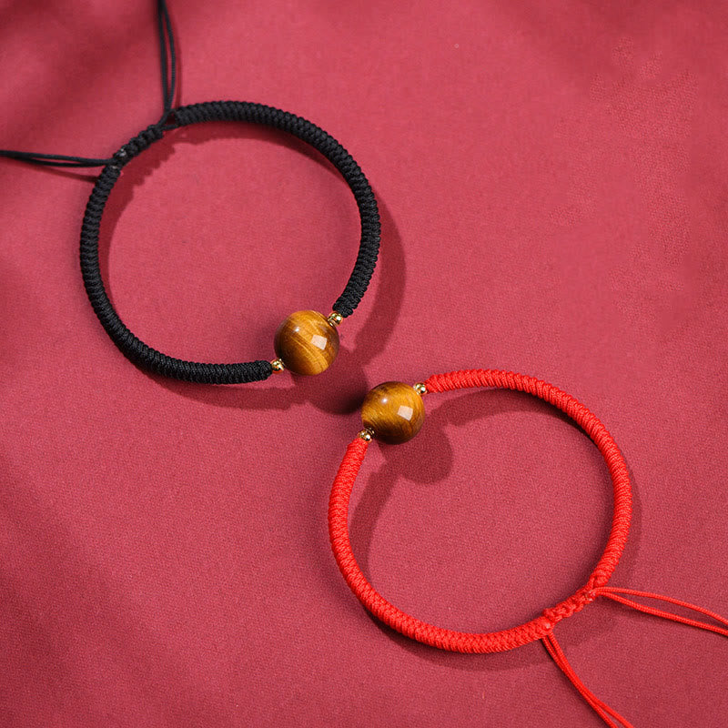 Bracelet en corde de protection porte-bonheur en perles d'œil de tigre faites à la main avec des Buddha Stones