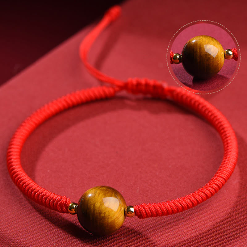 Bracelet en corde de protection porte-bonheur en perles d'œil de tigre faites à la main avec des Buddha Stones