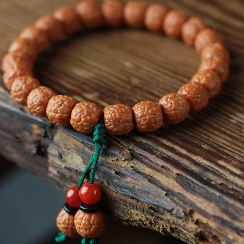 Bracelet tibétain en agate et graines de Bodhi avec Buddha Stones
