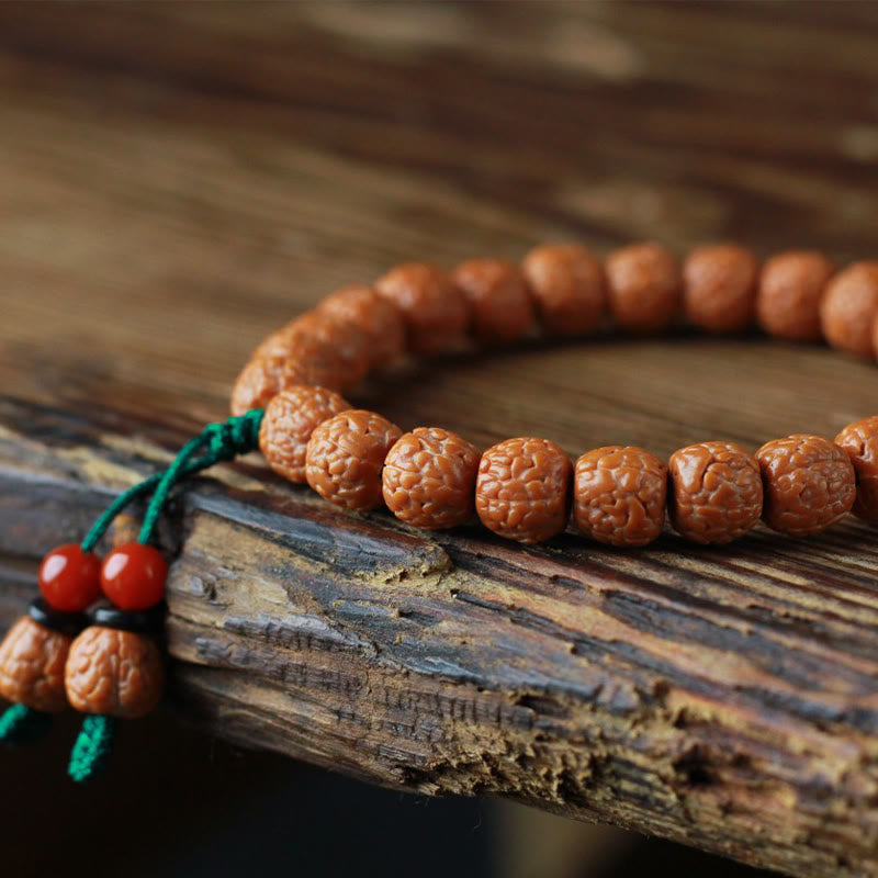 Bracelet tibétain en agate et graines de Bodhi avec Buddha Stones