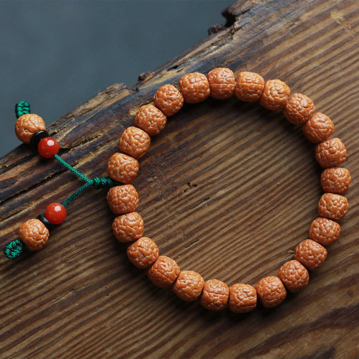 Bracelet tibétain en agate et graines de Bodhi avec Buddha Stones