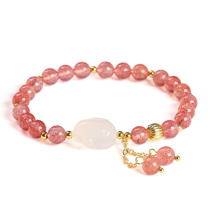 Bracelet de guérison en agate de quartz fraise naturelle Buddha Stones