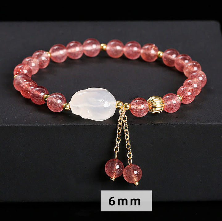 Bracelet de guérison en agate de quartz fraise naturelle Buddha Stones