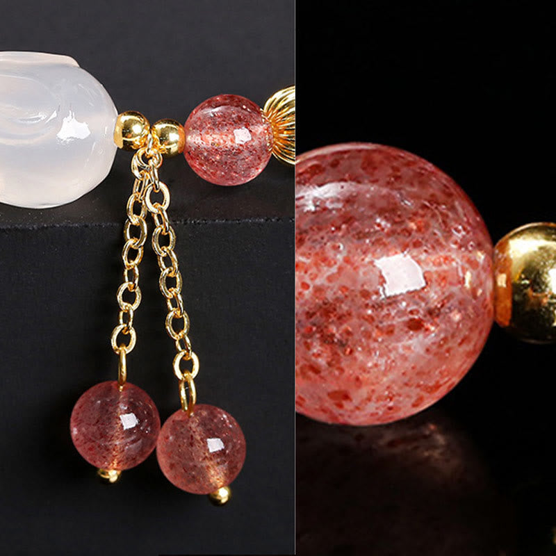 Bracelet de guérison en agate de quartz fraise naturelle Buddha Stones