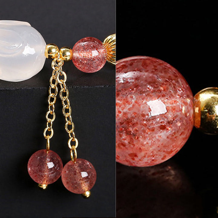 Bracelet de guérison en agate de quartz fraise naturelle Buddha Stones