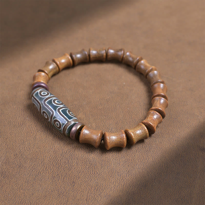 Bracelet de paix en bois de santal vert avec Buddha Stones