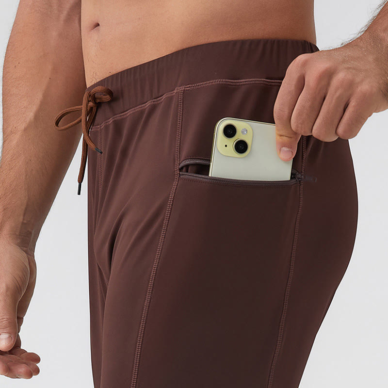 Buddha Stones Pantalon de fitness taille haute pour homme, séchage rapide, respirant, avec poche zippée - image 6