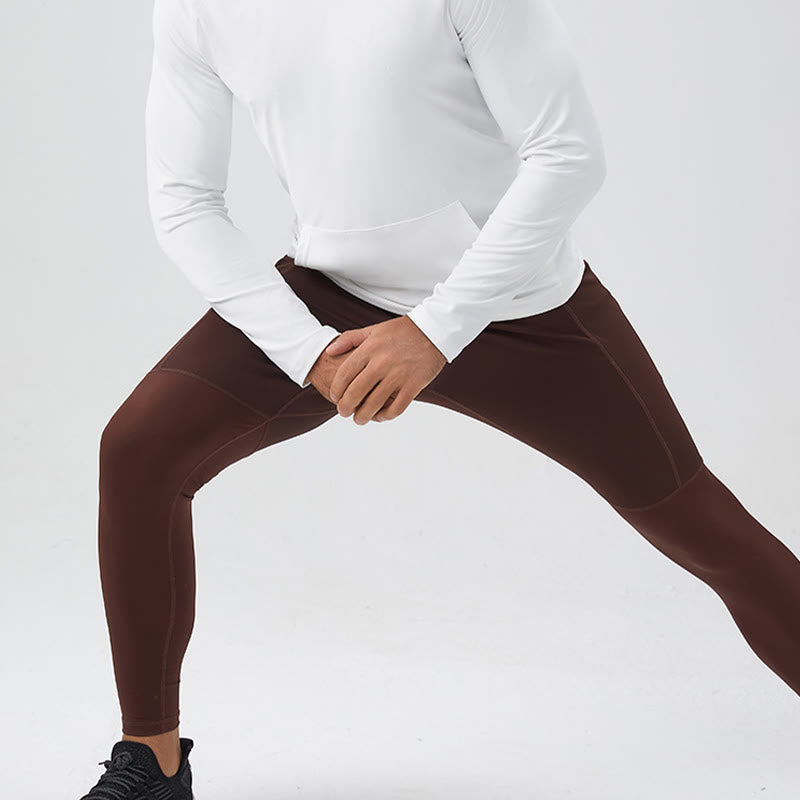 Buddha Stones Pantalon de fitness taille haute pour homme, séchage rapide, respirant, avec poche zippée - image 16