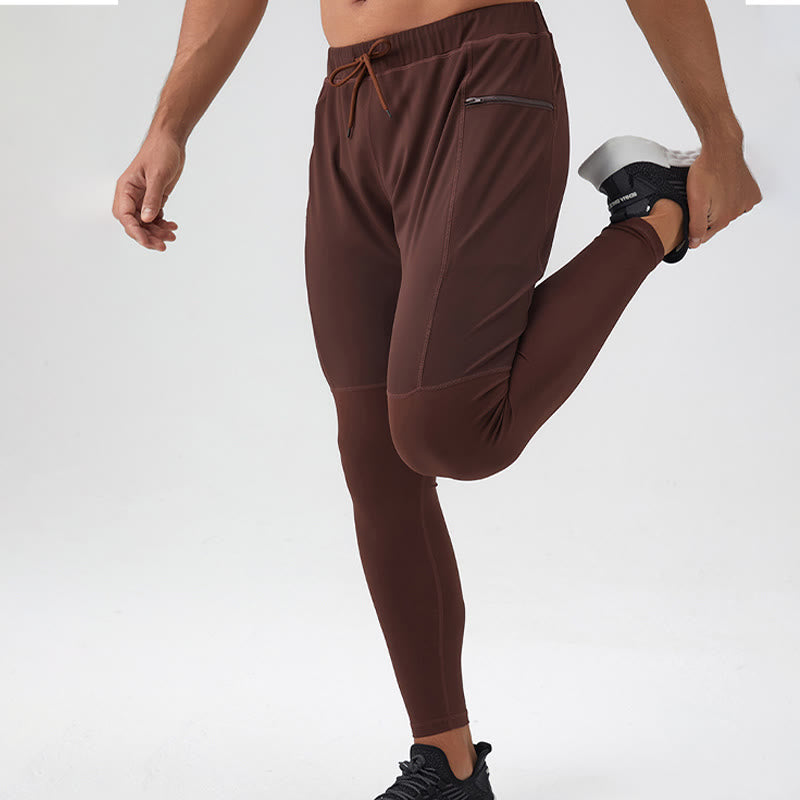 Buddha Stones Pantalon de fitness taille haute pour homme, séchage rapide, respirant, avec poche zippée - image 15