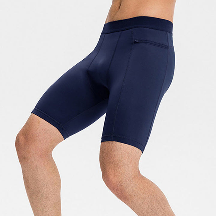 Buddha Stones Short de sport moulant extensible à haute élasticité à séchage rapide pour homme avec poches zippées