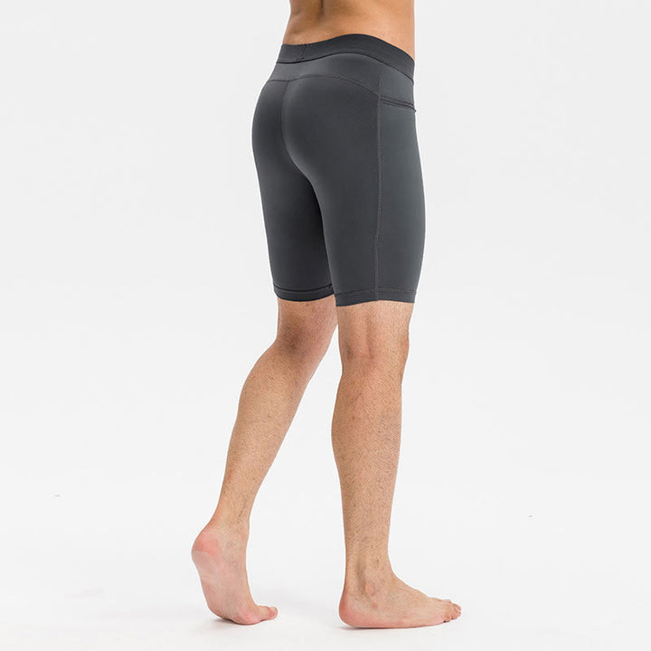 Buddha Stones Short de sport moulant extensible à haute élasticité à séchage rapide pour homme avec poches zippées