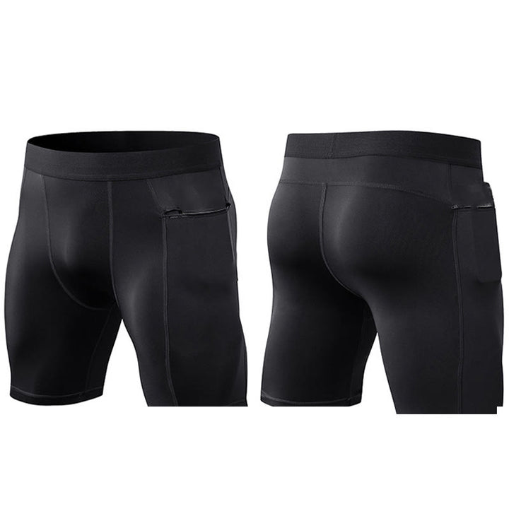 Buddha Stones Short de sport moulant extensible à haute élasticité à séchage rapide pour homme avec poches zippées