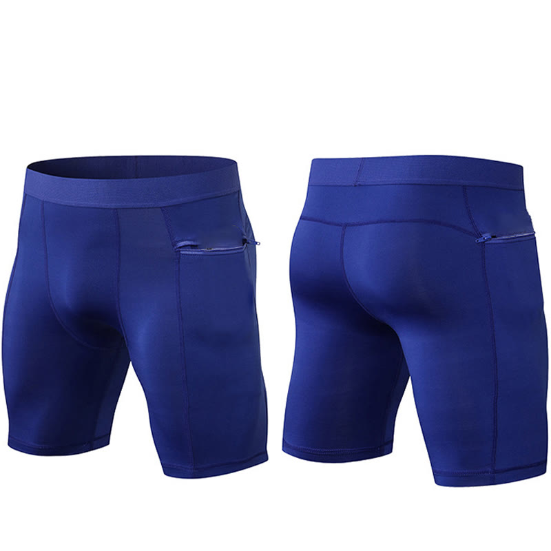 Buddha Stones Short de sport moulant extensible à haute élasticité à séchage rapide pour homme avec poches zippées