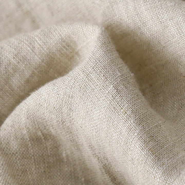 T-shirt décontracté en coton et lin à manches mi-longues avec cordon de serrage et broderie d'arbre en Buddha Stones pour femmes