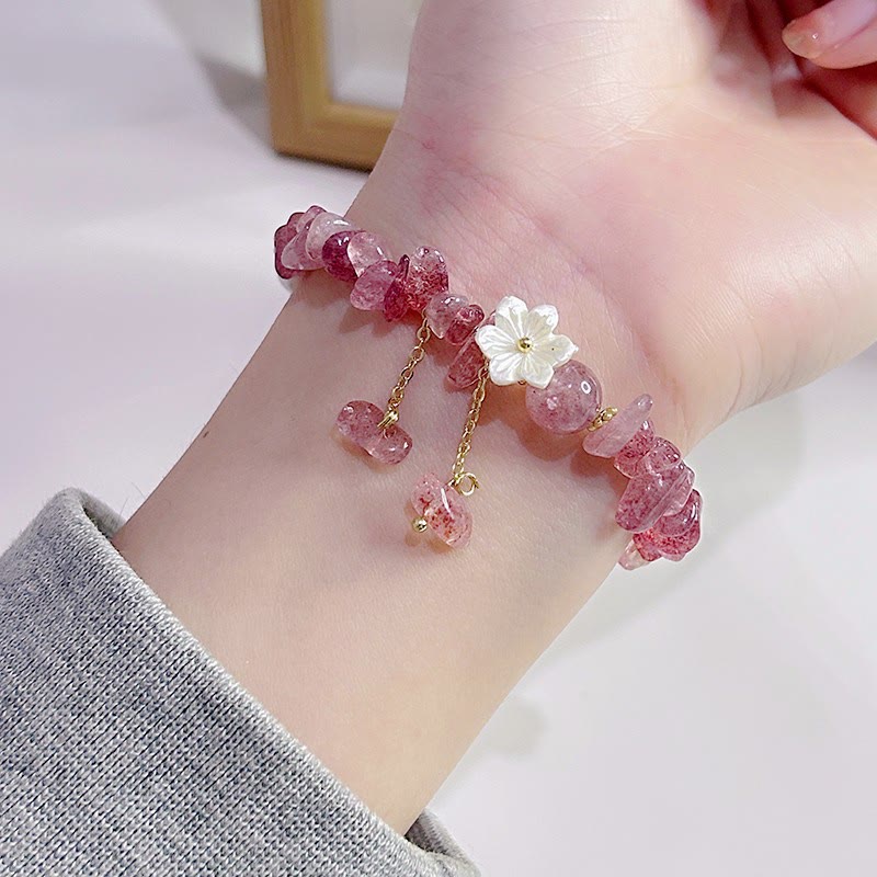 Bracelet de guérison en cristal de fleur de cristal Super Seven en quartz fraise vert et quartz fraise naturel Buddha Stones