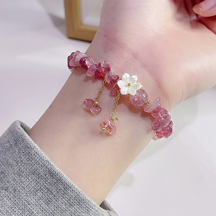 Bracelet de guérison en cristal de fleur de cristal Super Seven en quartz fraise vert et quartz fraise naturel Buddha Stones