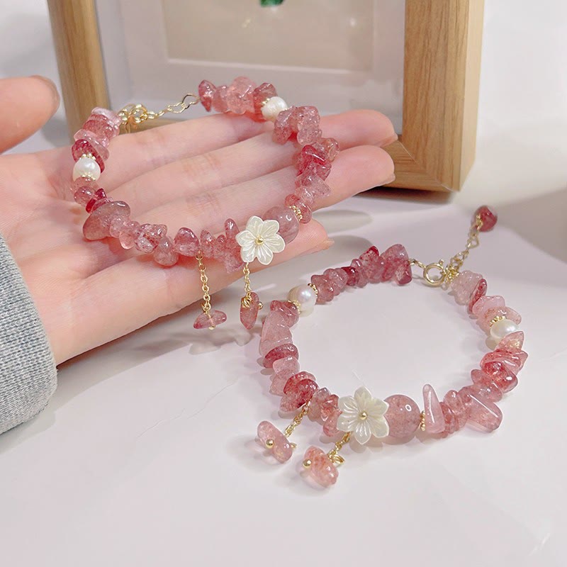 Bracelet de guérison en cristal de fleur de cristal Super Seven en quartz fraise vert et quartz fraise naturel Buddha Stones