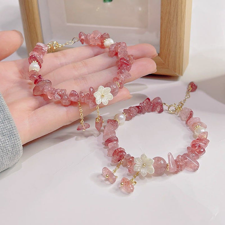 Bracelet de guérison en cristal de fleur de cristal Super Seven en quartz fraise vert et quartz fraise naturel Buddha Stones
