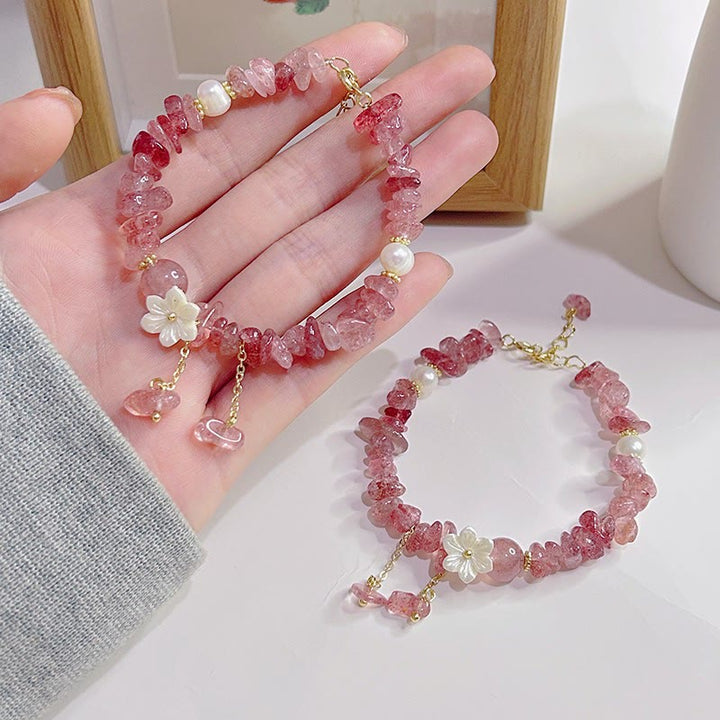 Bracelet de guérison en cristal de fleur de cristal Super Seven en quartz fraise vert et quartz fraise naturel Buddha Stones