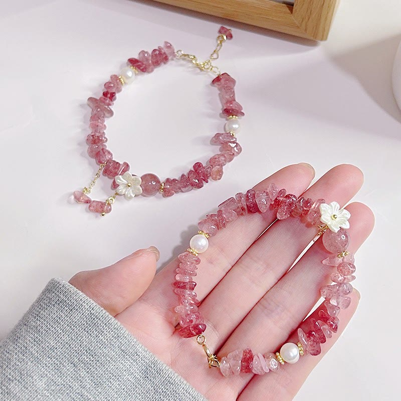 Bracelet de guérison en cristal de fleur de cristal Super Seven en quartz fraise vert et quartz fraise naturel Buddha Stones