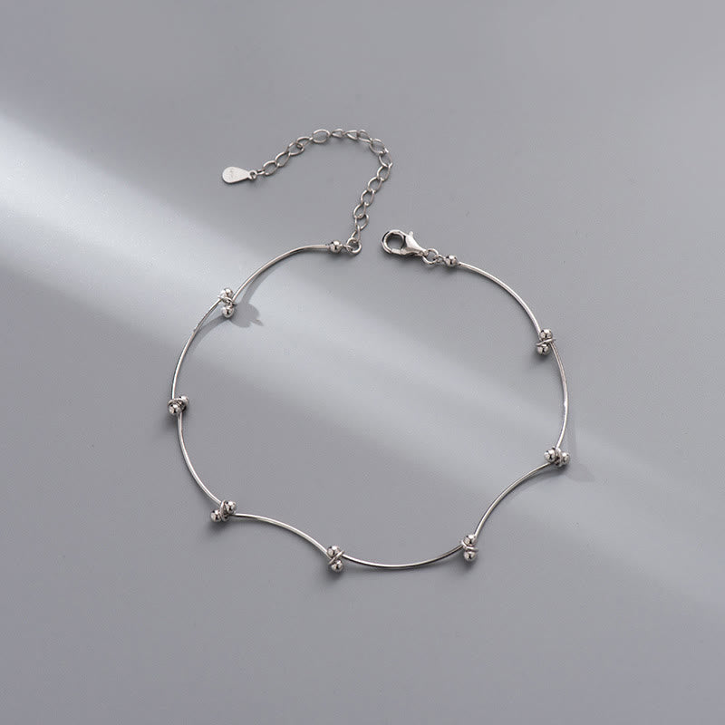 Bracelet de cheville de protection en argent sterling 925 avec Buddha Stones en forme de vague simple - image 4