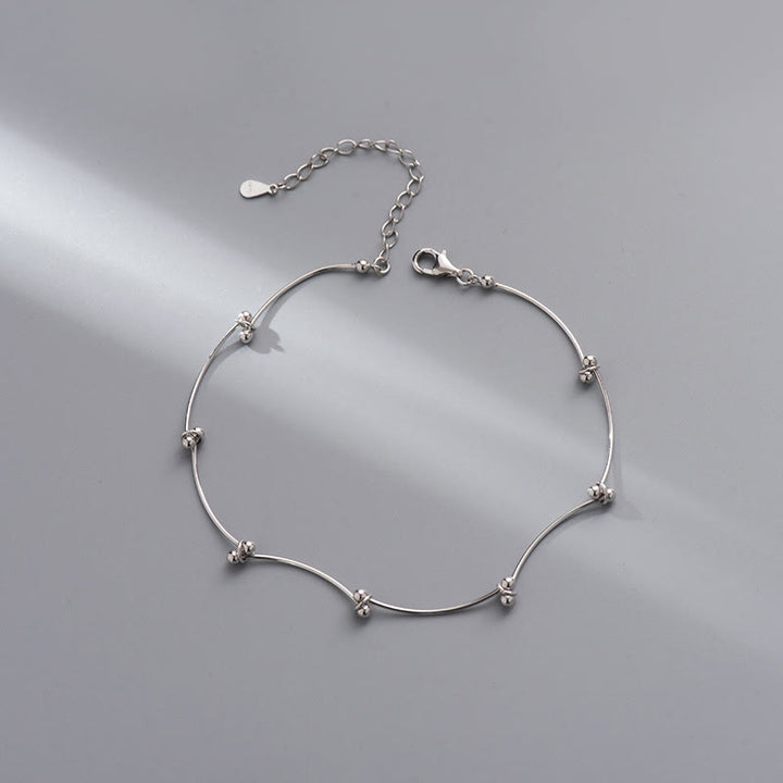 Bracelet de cheville de protection en argent sterling 925 avec Buddha Stones en forme de vague simple - image 4