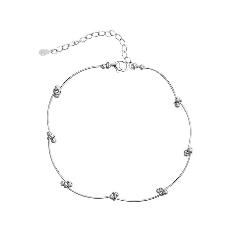Bracelet de cheville de protection en argent sterling 925 avec Buddha Stones en forme de vague simple - image 5
