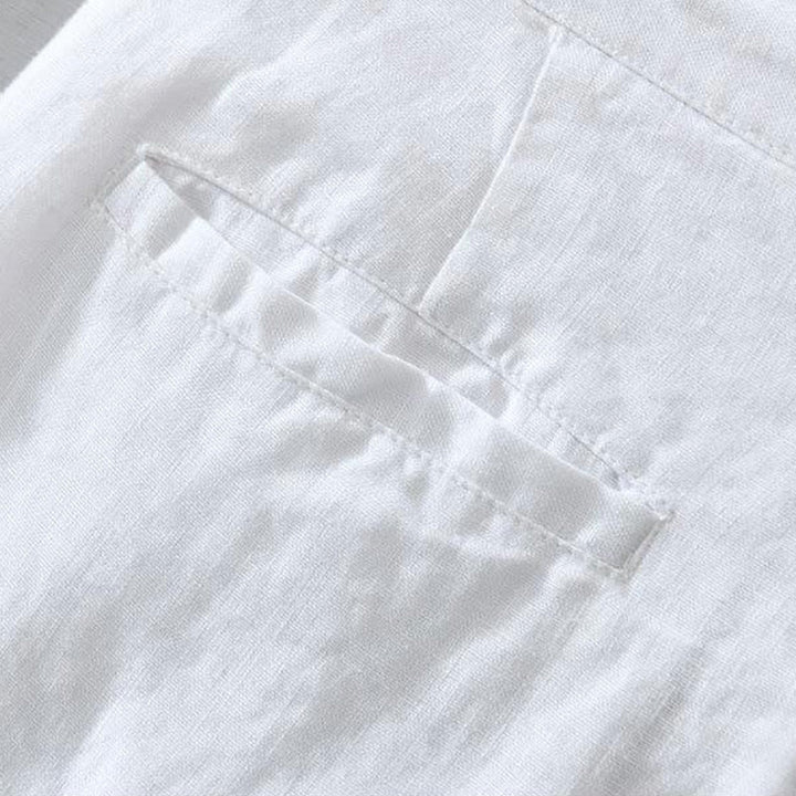 Short homme en lin uni avec cordon de serrage et poches Motif Buddha Stones