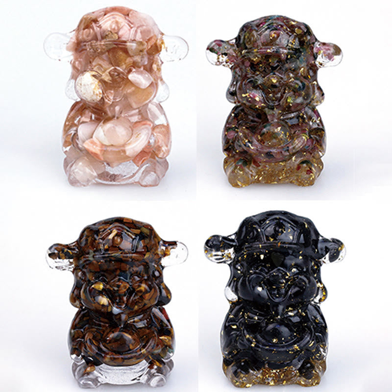 Buddha Stones Dieu de la richesse Cristal d'améthyste Résine Énergie Fortune Décoration de la maison
