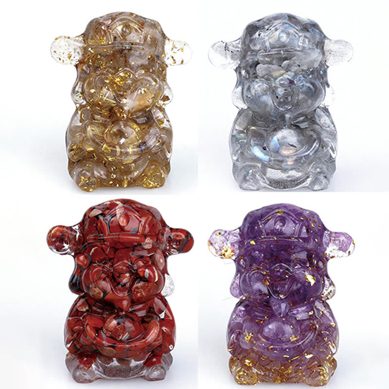Buddha Stones Dieu de la richesse Cristal d'améthyste Résine Énergie Fortune Décoration de la maison