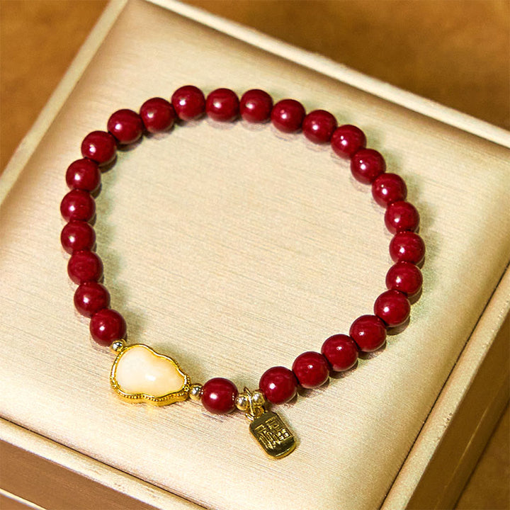 Bracelet de bénédiction avec breloque en forme de gourde de cinabre et Buddha Stones