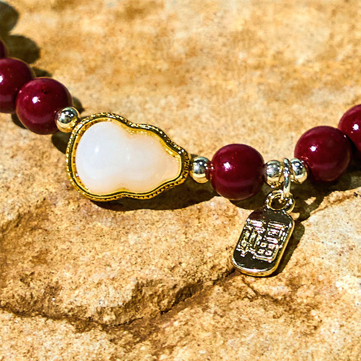 Bracelet de bénédiction avec breloque en forme de gourde de cinabre et Buddha Stones