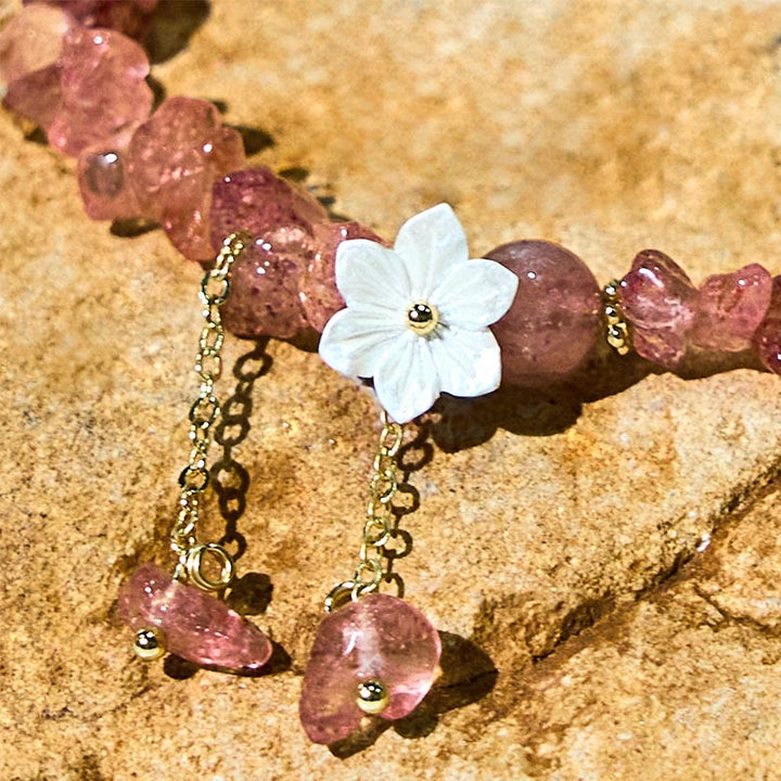 Bracelet de guérison en cristal de fleur de cristal Super Seven en quartz fraise vert et quartz fraise naturel Buddha Stones