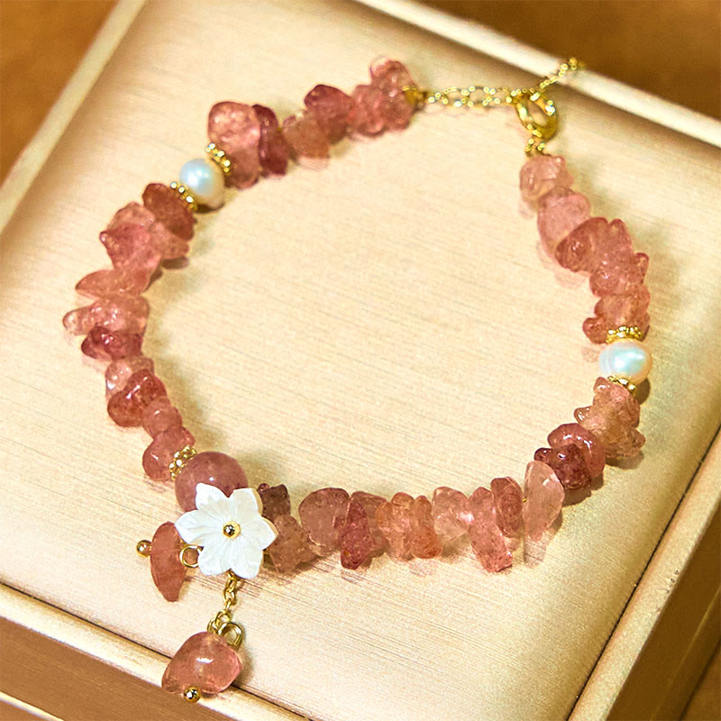 Bracelet de guérison en cristal de fleur de cristal Super Seven en quartz fraise vert et quartz fraise naturel Buddha Stones