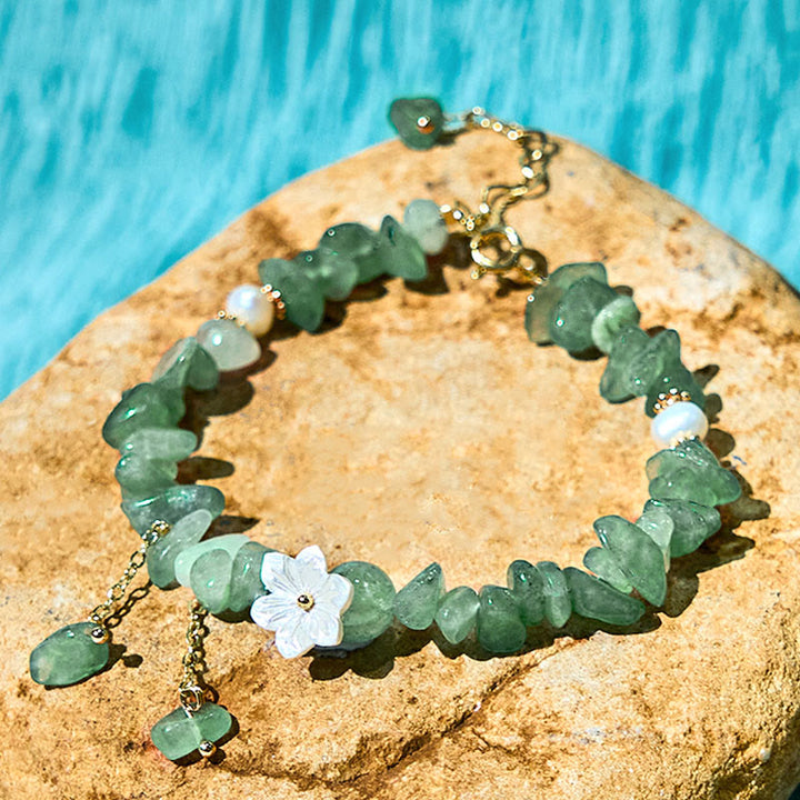 Bracelet de guérison en cristal de fleur de cristal Super Seven en quartz fraise vert et quartz fraise naturel Buddha Stones