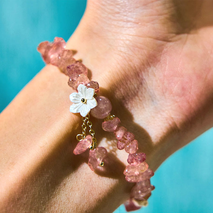 Bracelet de guérison en cristal de fleur de cristal Super Seven en quartz fraise vert et quartz fraise naturel Buddha Stones