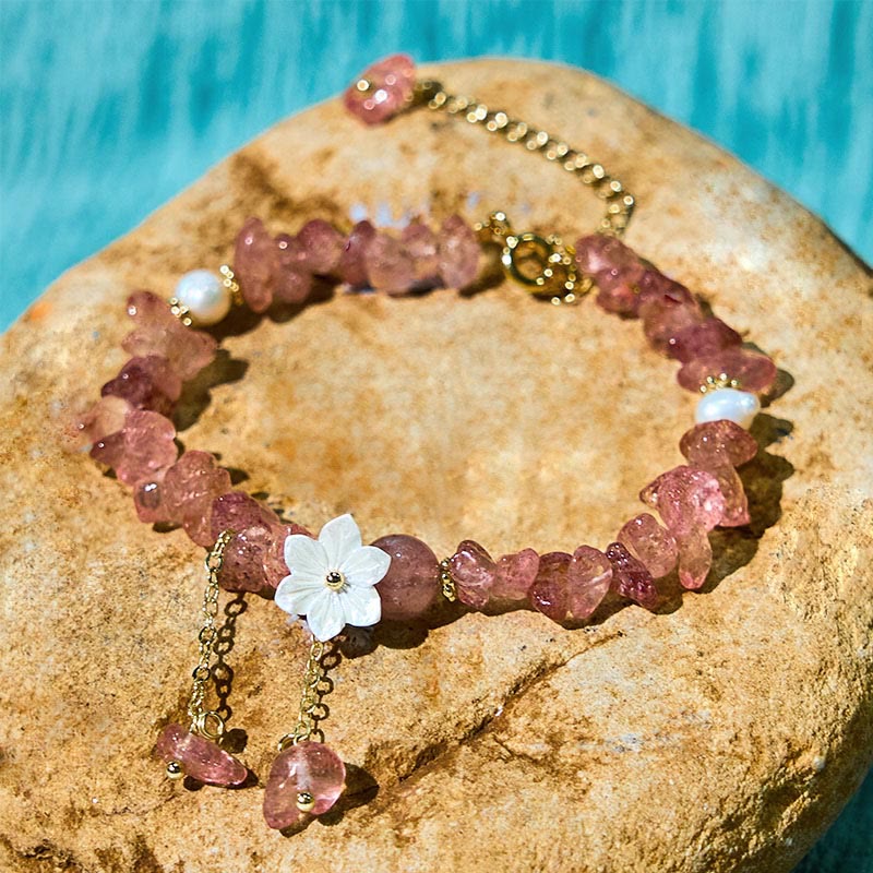 Bracelet de guérison en cristal de fleur de cristal Super Seven en quartz fraise vert et quartz fraise naturel Buddha Stones