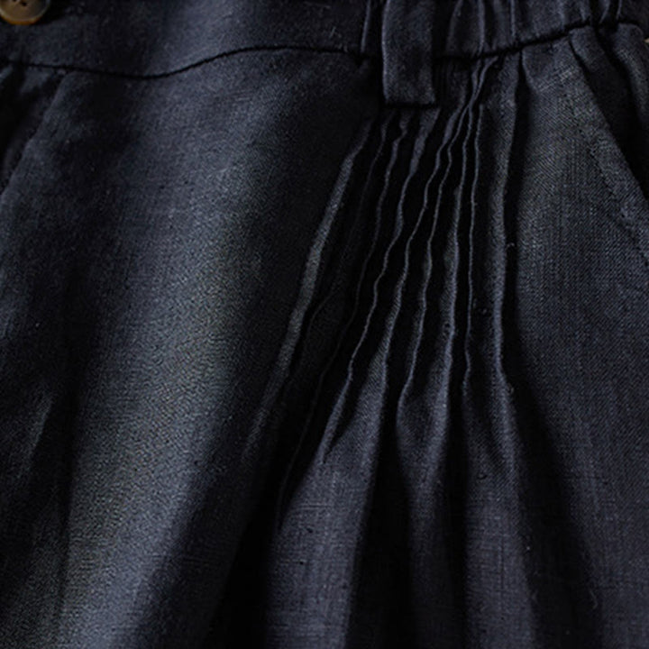 Short d'été en coton et lin pour femme avec poches et motif simple et froissé Buddha Stones - image 11