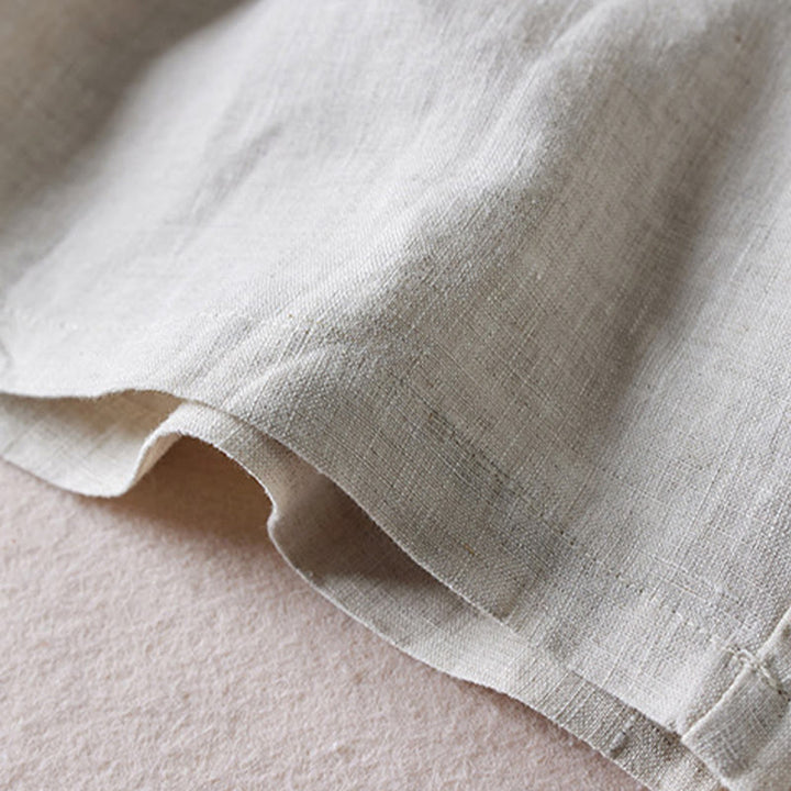 Short d'été en coton et lin pour femme avec poches et motif simple et froissé Buddha Stones - image 42