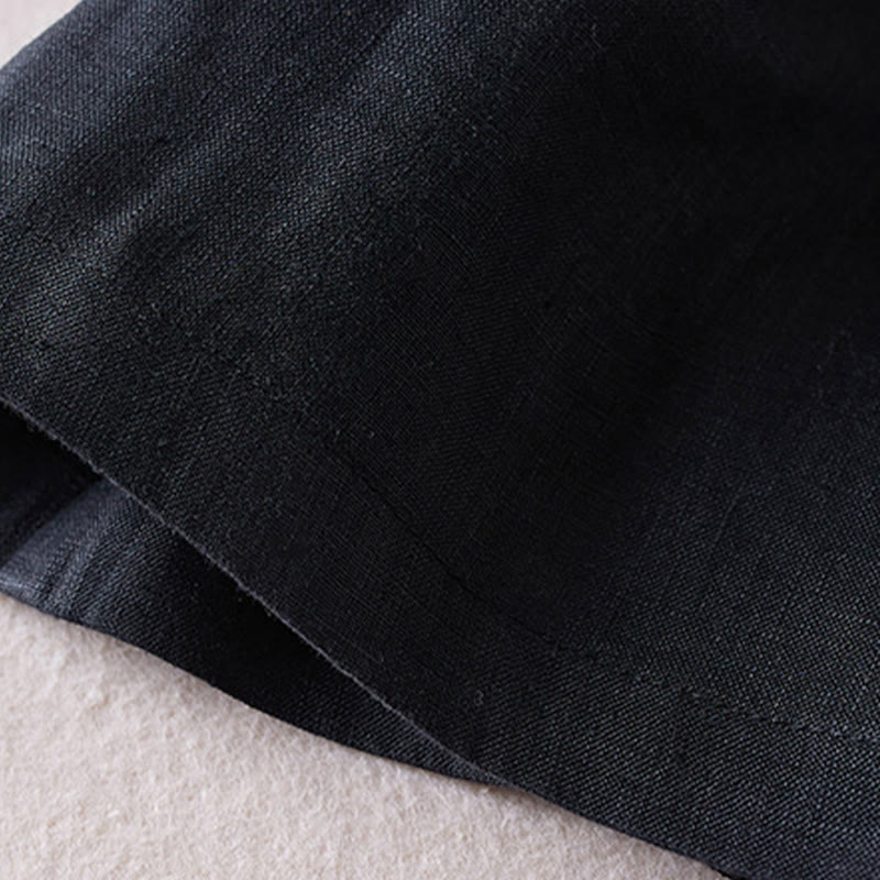 Short d'été en coton et lin pour femme avec poches et motif simple et froissé Buddha Stones - image 12