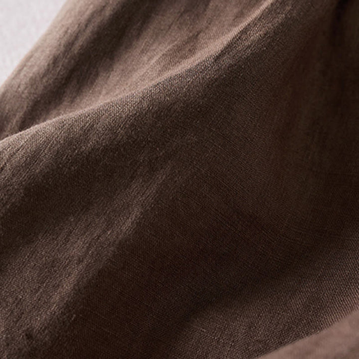 Short d'été en coton et lin pour femme avec poches et motif simple et froissé Buddha Stones - image 26