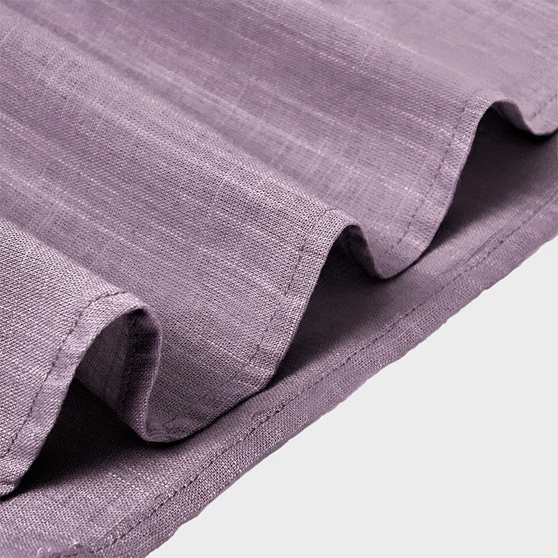 Chemise d'été en coton et lin à manches courtes et demi-boutons pour homme, couleur unie, motif Buddha Stones - image 17