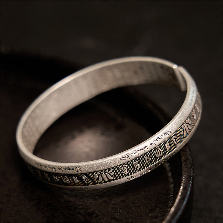 Bracelet manchette de méditation Buddha Stones Om Mani Padme Hum Sutra du cœur Mantra Lotus Paix